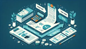 DALL·E 2024 03 09 11.24.11 Create an informative and visually appealing image illustrating the concept of VAT calculation, featuring a calculator, invoices, and graphical elemen